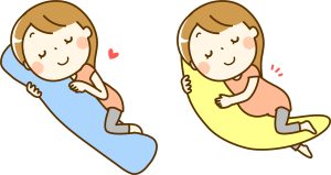 横向きで腰と膝を軽く曲げて眠る人の姿