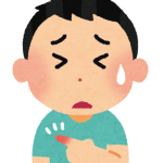 指をぶつけて痛がっている人物のイラスト。突き指によるケガの様子を表現している。