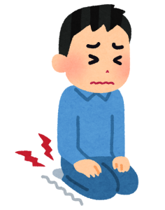 手や足にビリビリ感を訴える人物のイラスト