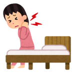 朝起きて首の痛みに驚く人のイメージ