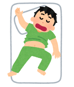 寝違えの原因となる不自然な寝姿勢のイラスト